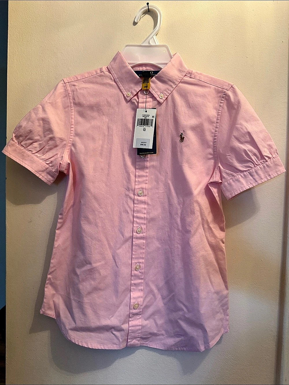 Polo Ralph Lauren Big Girls Oxford Button-Down Shirt Pink12 NWT